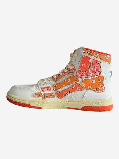 Amiri White & Orange Bandana Skeleton High Tops
