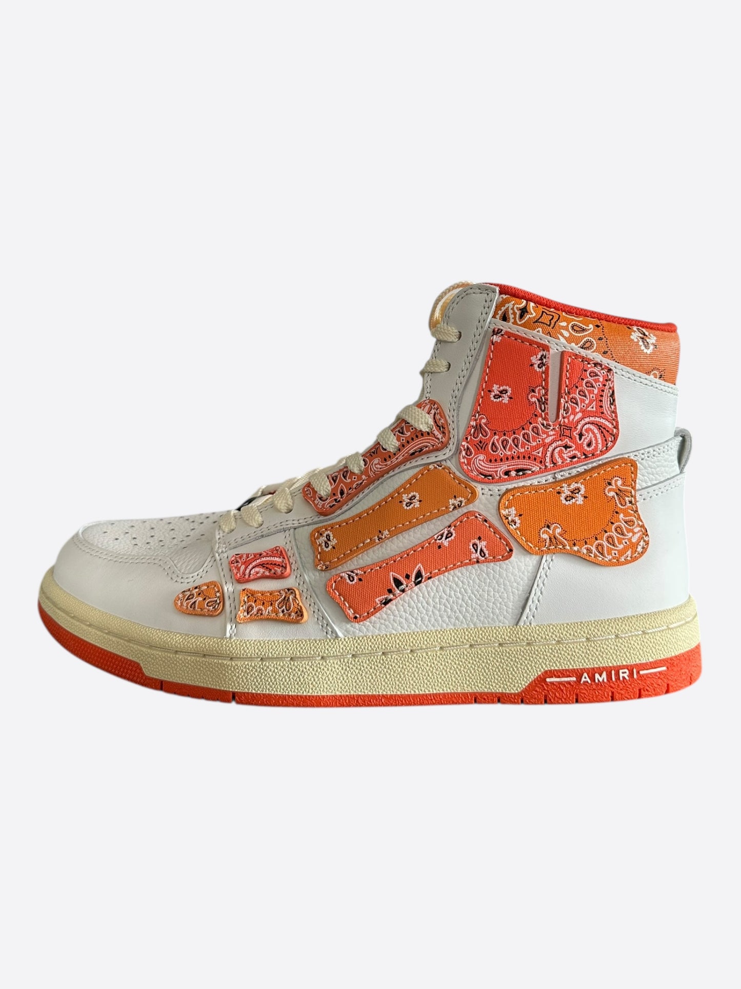 Amiri White & Orange Bandana Skeleton High Tops
