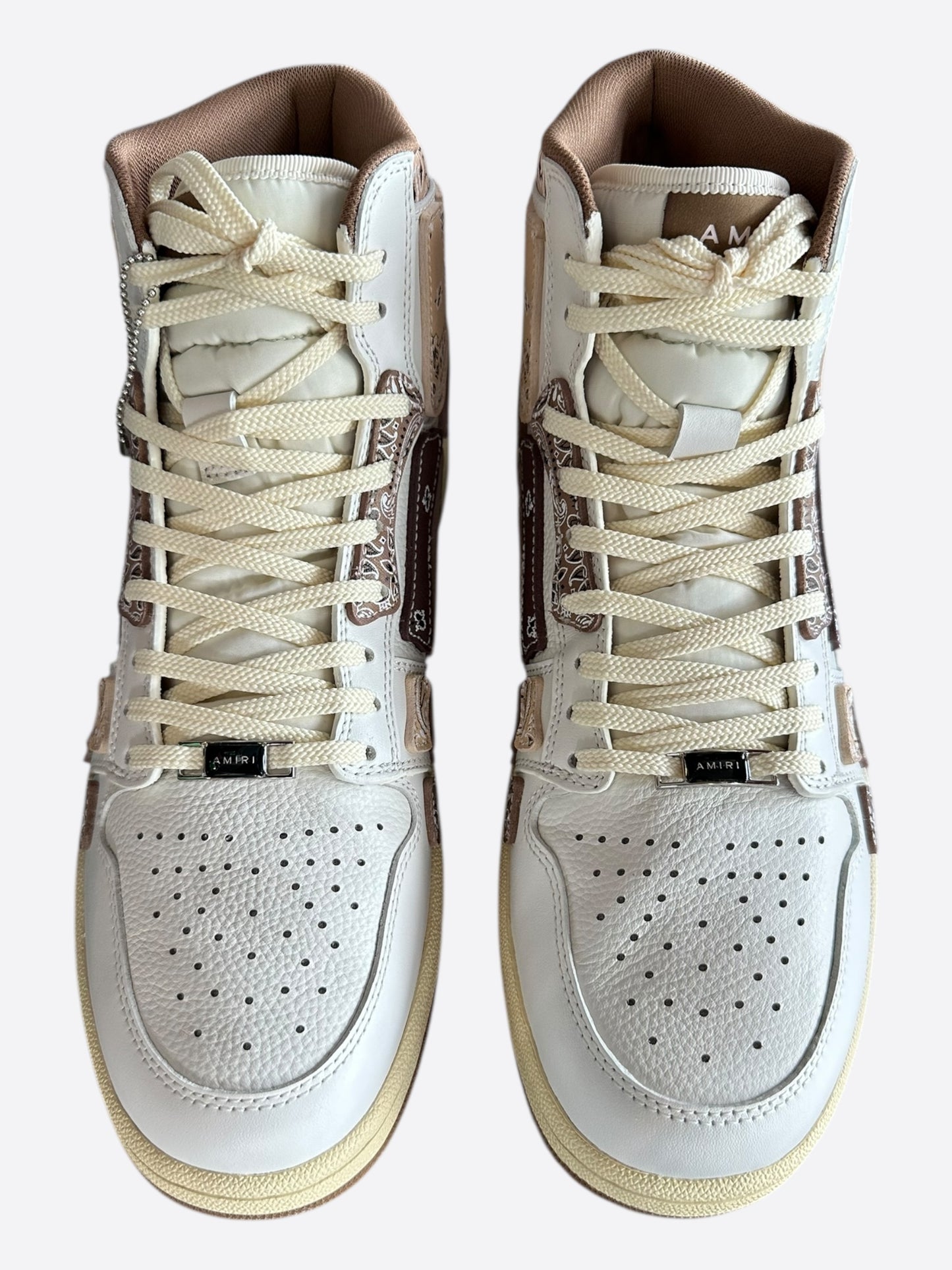 Amiri White & Brown Bandana Skeleton High Tops