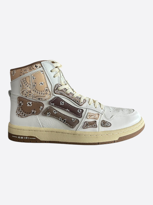 Amiri White & Brown Bandana Skeleton High Tops