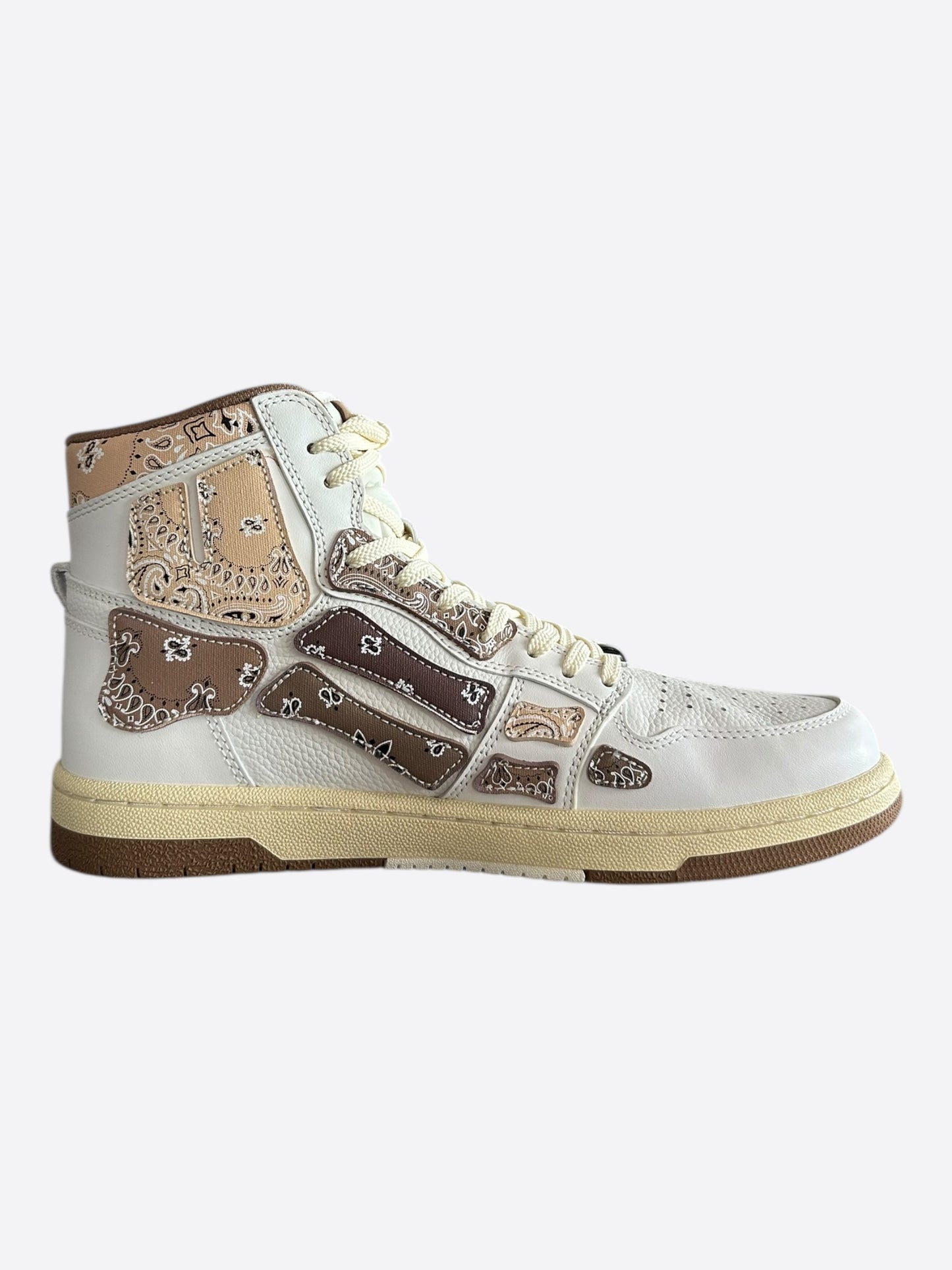 Amiri White & Brown Bandana Skeleton High Tops
