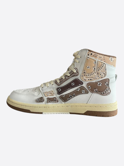 Amiri White & Brown Bandana Skeleton High Tops