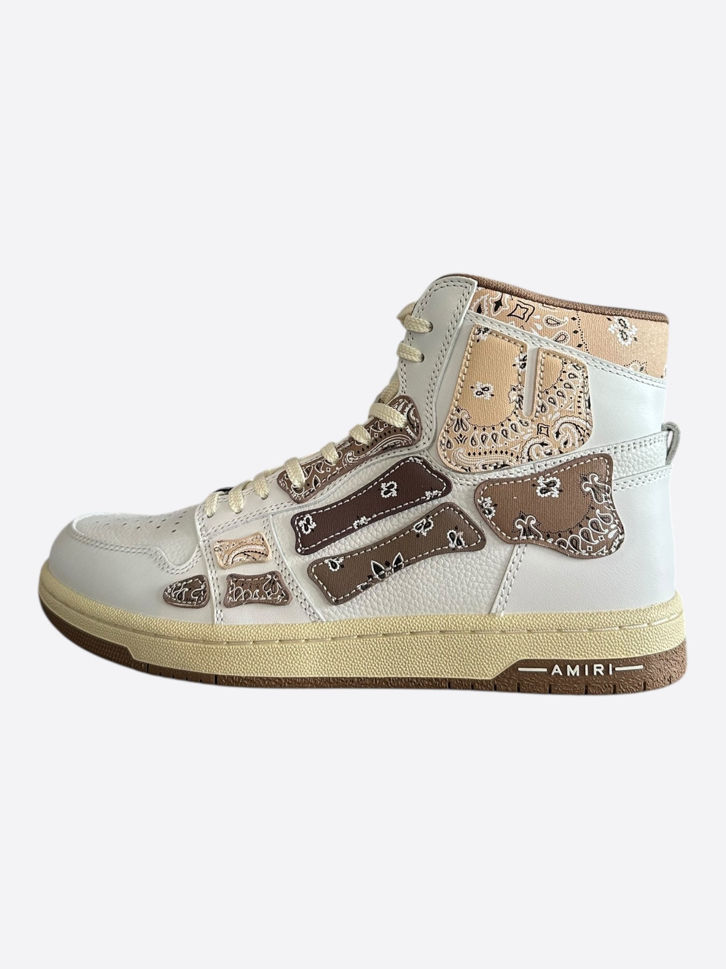 Amiri White & Brown Bandana Skeleton High Tops