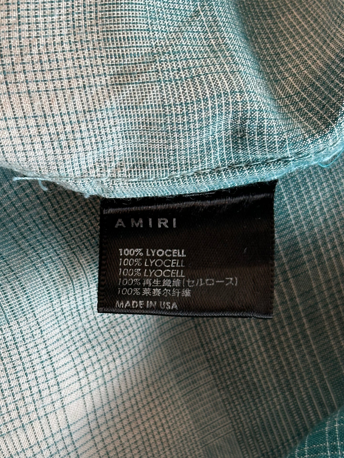 Amiri Blue Plaid Staggered Logo Flannel