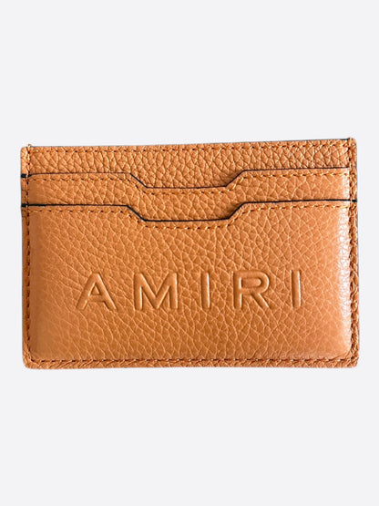 Amiri Brown Embossed Logo Leather Cardholder