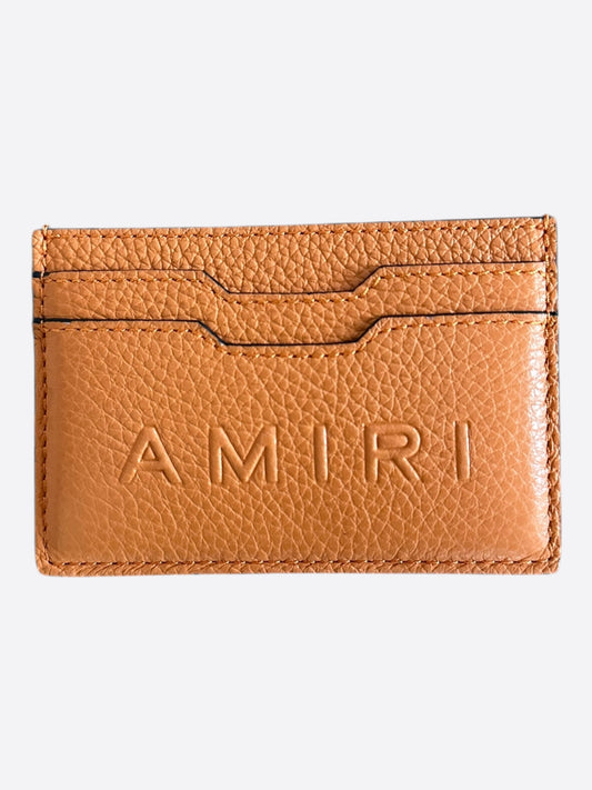Amiri Brown Embossed Logo Leather Cardholder