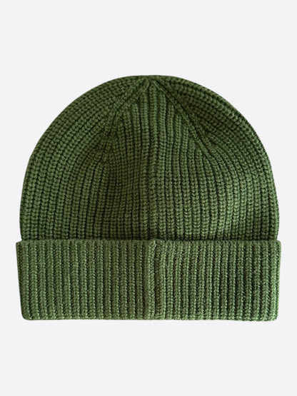 Amiri Green & White MA Logo Embroidered Cashmere Beanie