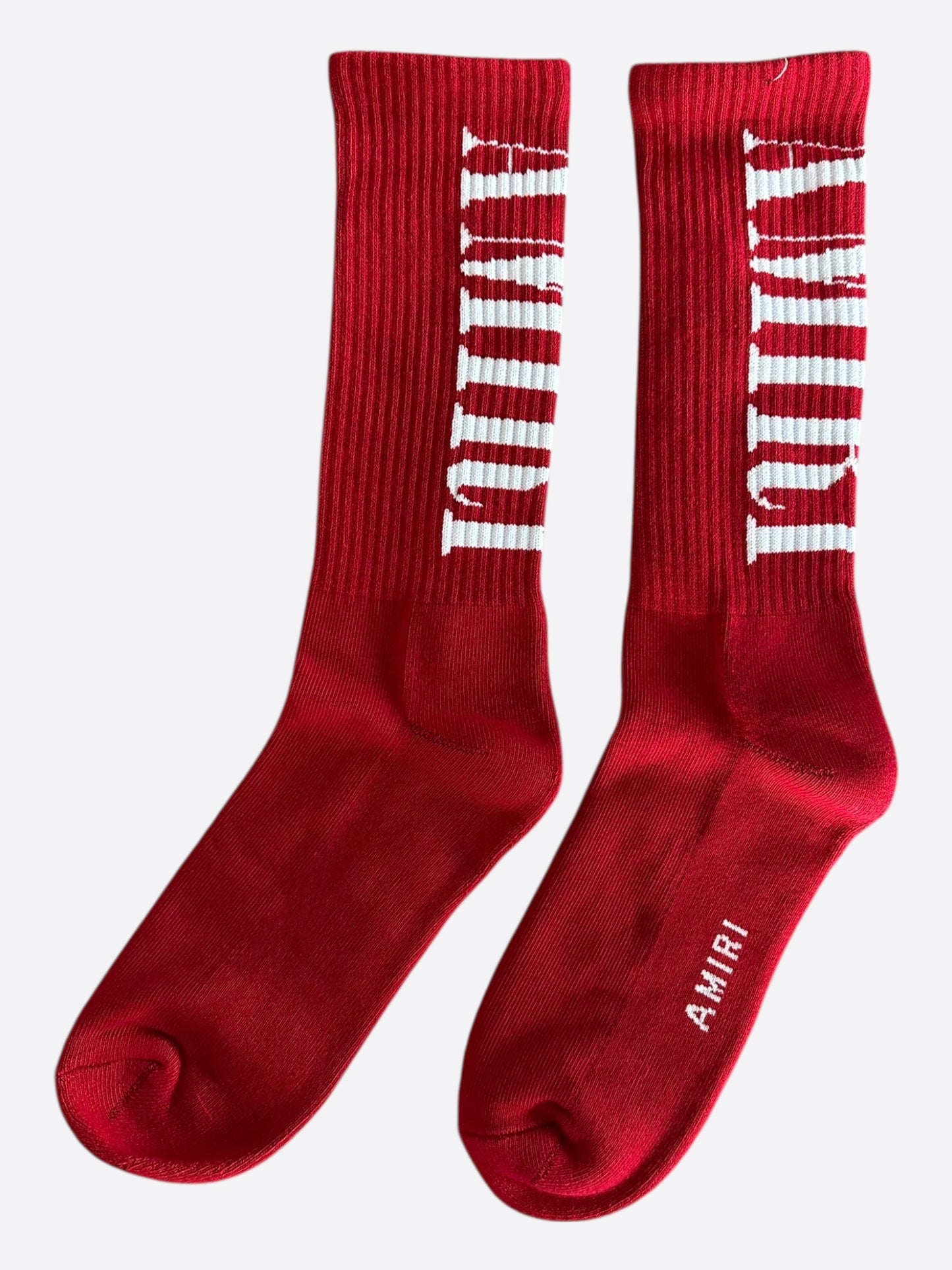 Amiri Red & White Core Logo Socks