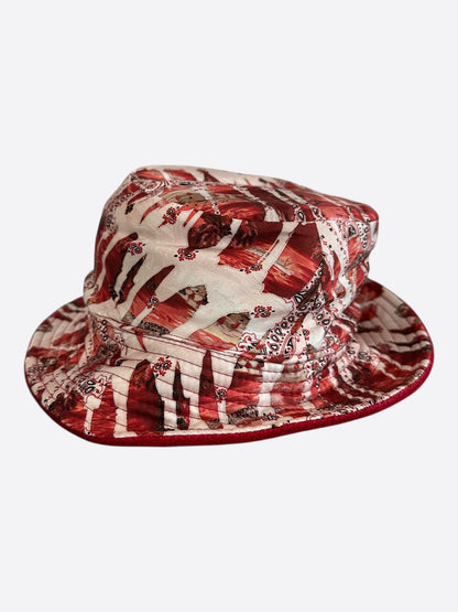 Amiri Red Bandana MA Logo Reversible Bucket Hat