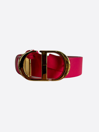 Dior Pink & Tan Reversible Gold Buckle Belt