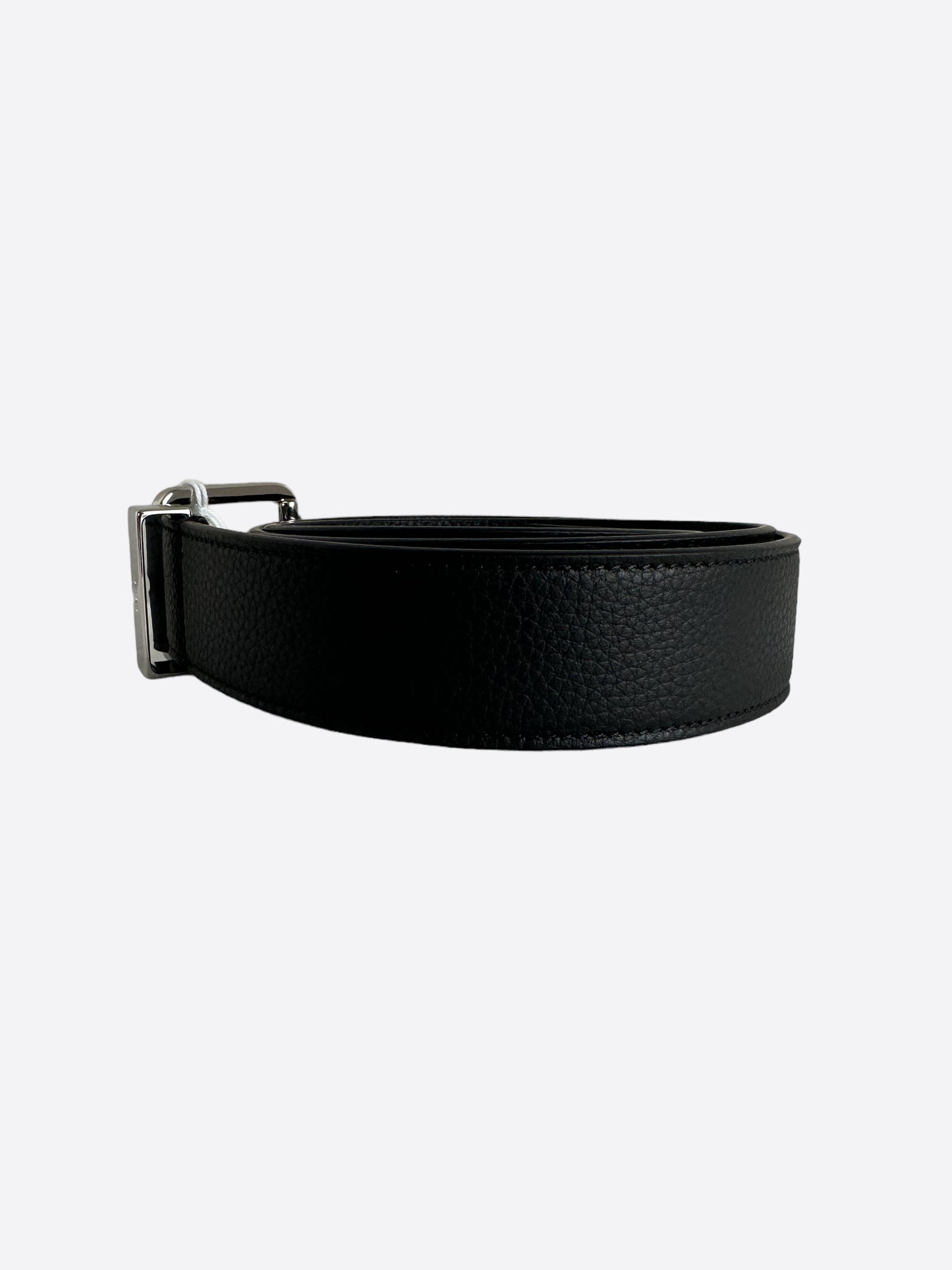 Dior Black Leather Silver Buckle Belt