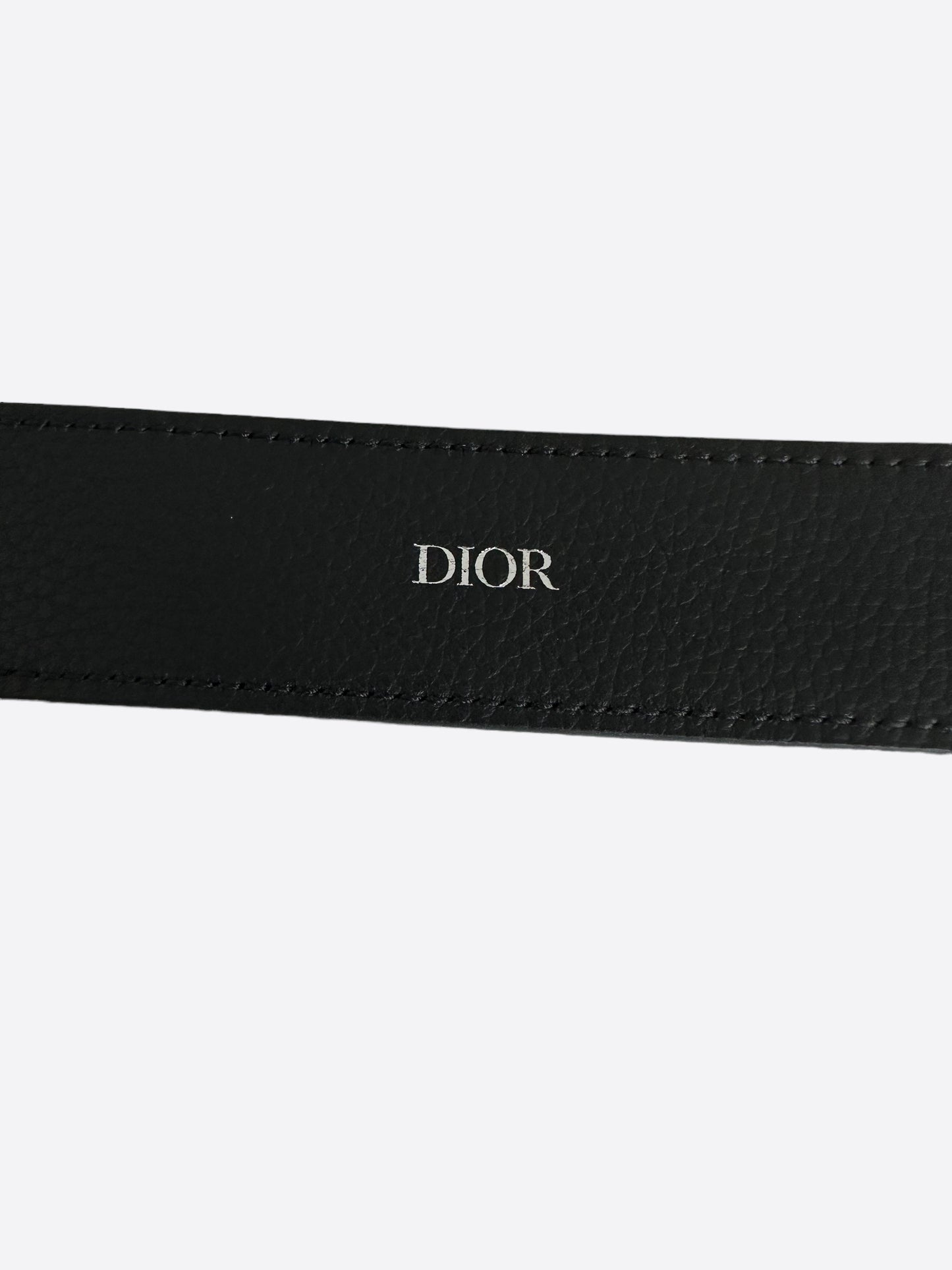 Dior Black Leather Silver Buckle Belt