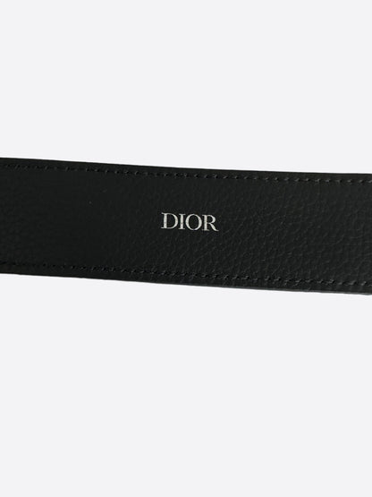 Dior Black Leather Silver Buckle Belt