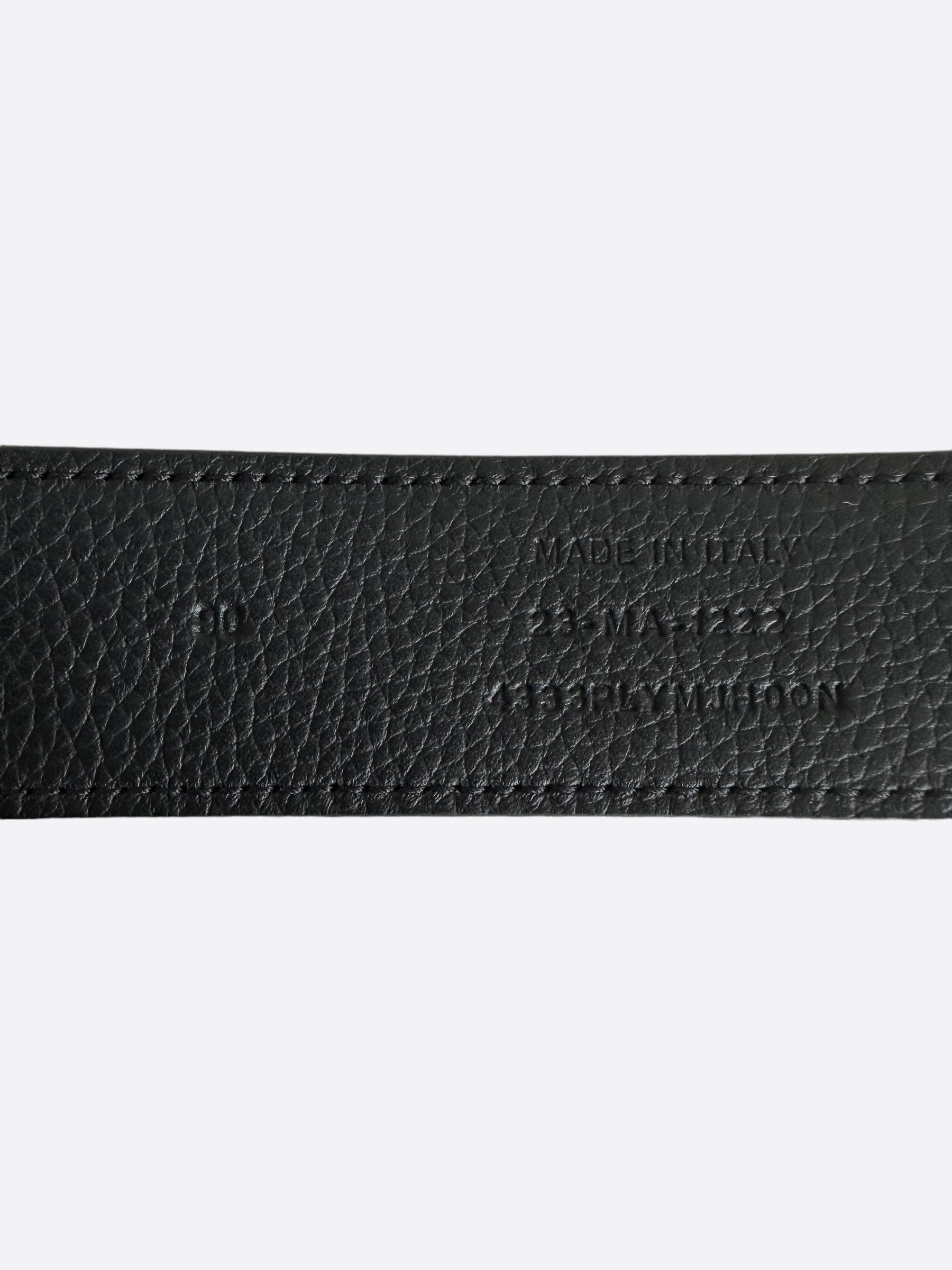 Dior Black Leather Silver Buckle Belt