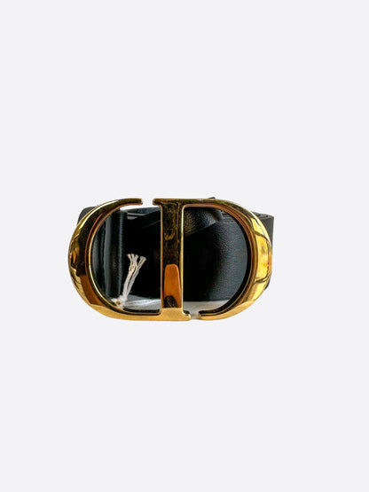 Dior Black Leather Gold Buckle Belt