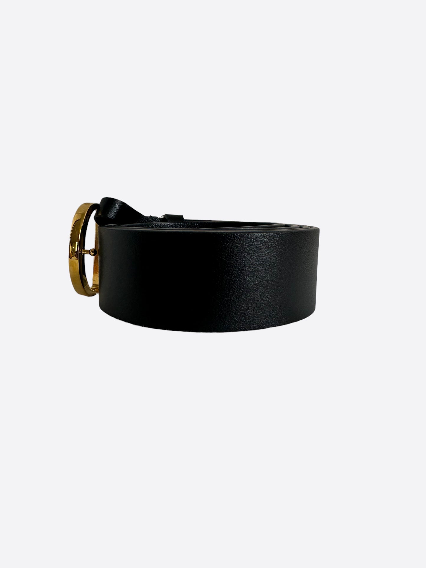 Dior Black Leather Gold Buckle Belt