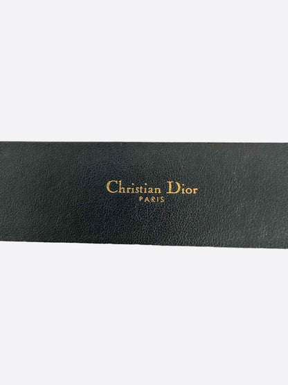 Dior Black Leather Gold Buckle Belt