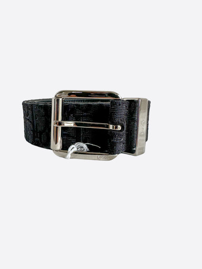 Dior Black Oblique Silver Buckle Belt