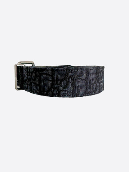 Dior Black Oblique Silver Buckle Belt