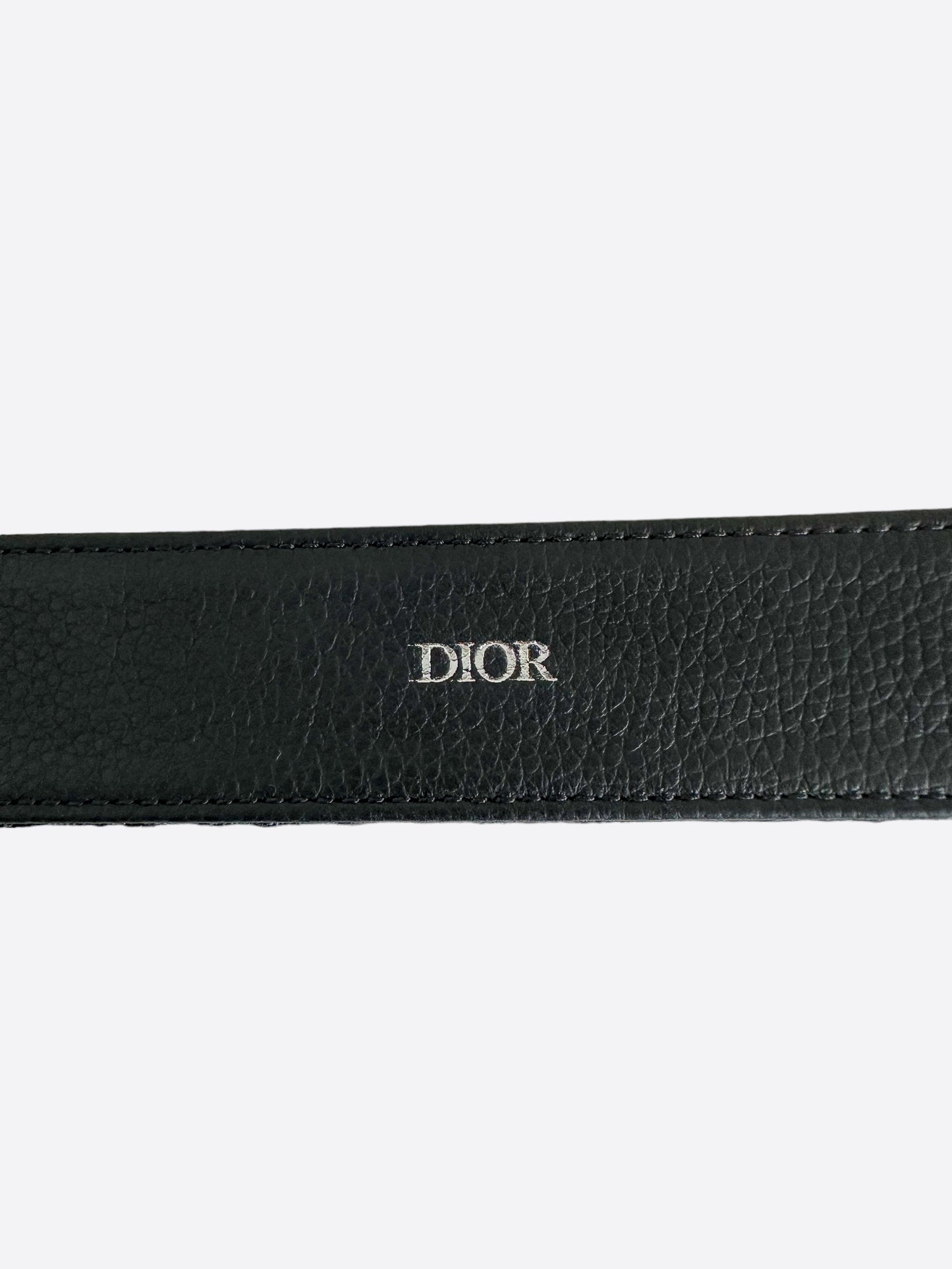 Dior Black Oblique Silver Buckle Belt