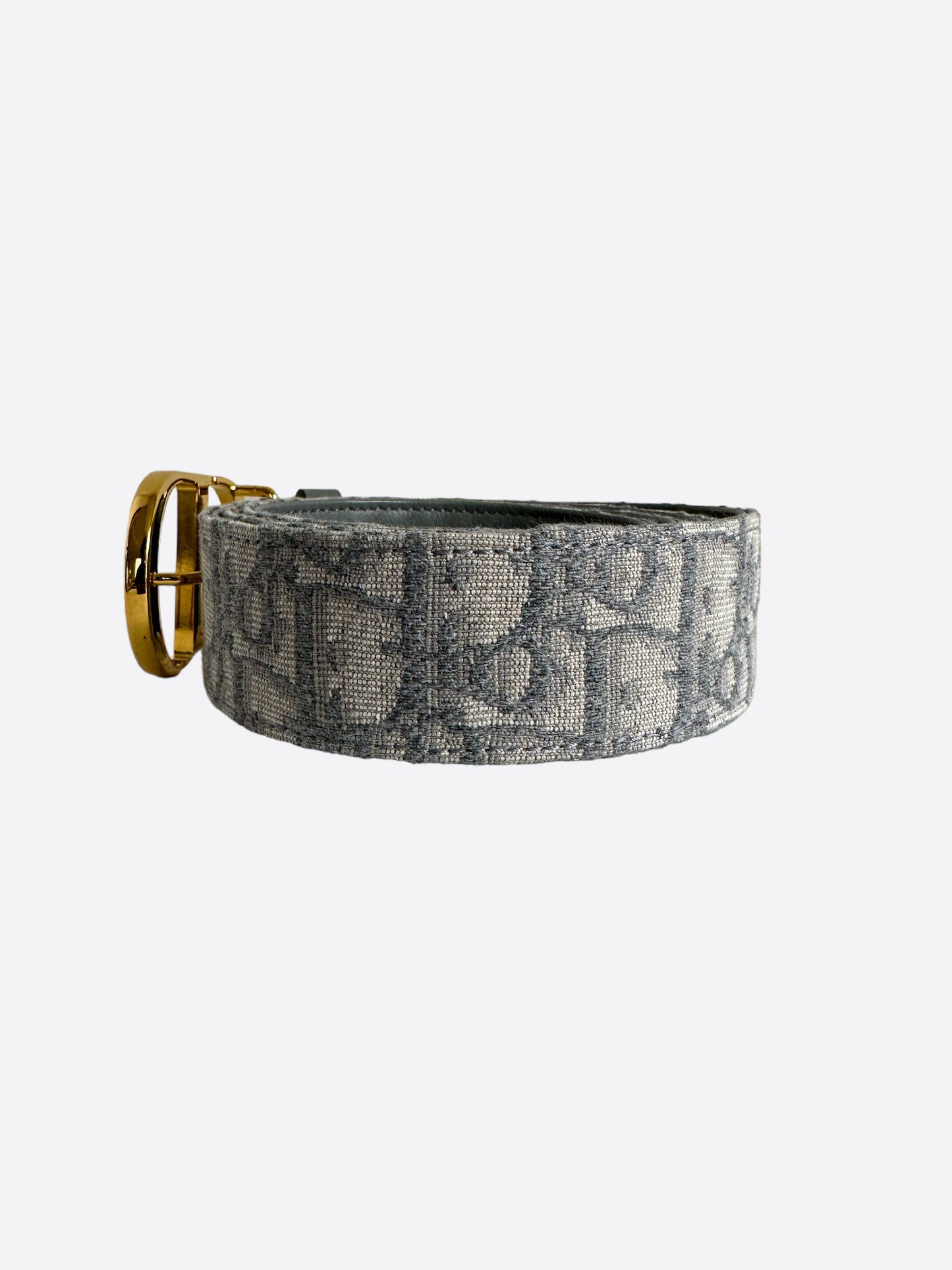 Dior Grey Oblique Gold Buckle Reversible Belt