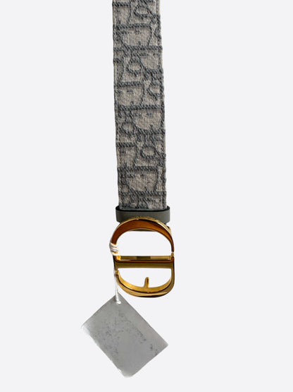 Dior Grey Oblique Gold Buckle Reversible Belt