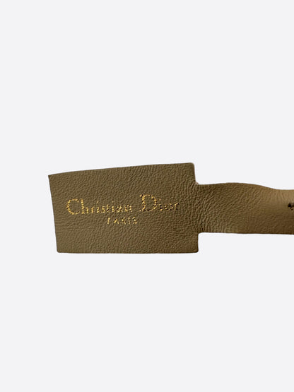 Dior White & Tan Reversible Gold Buckle Belt