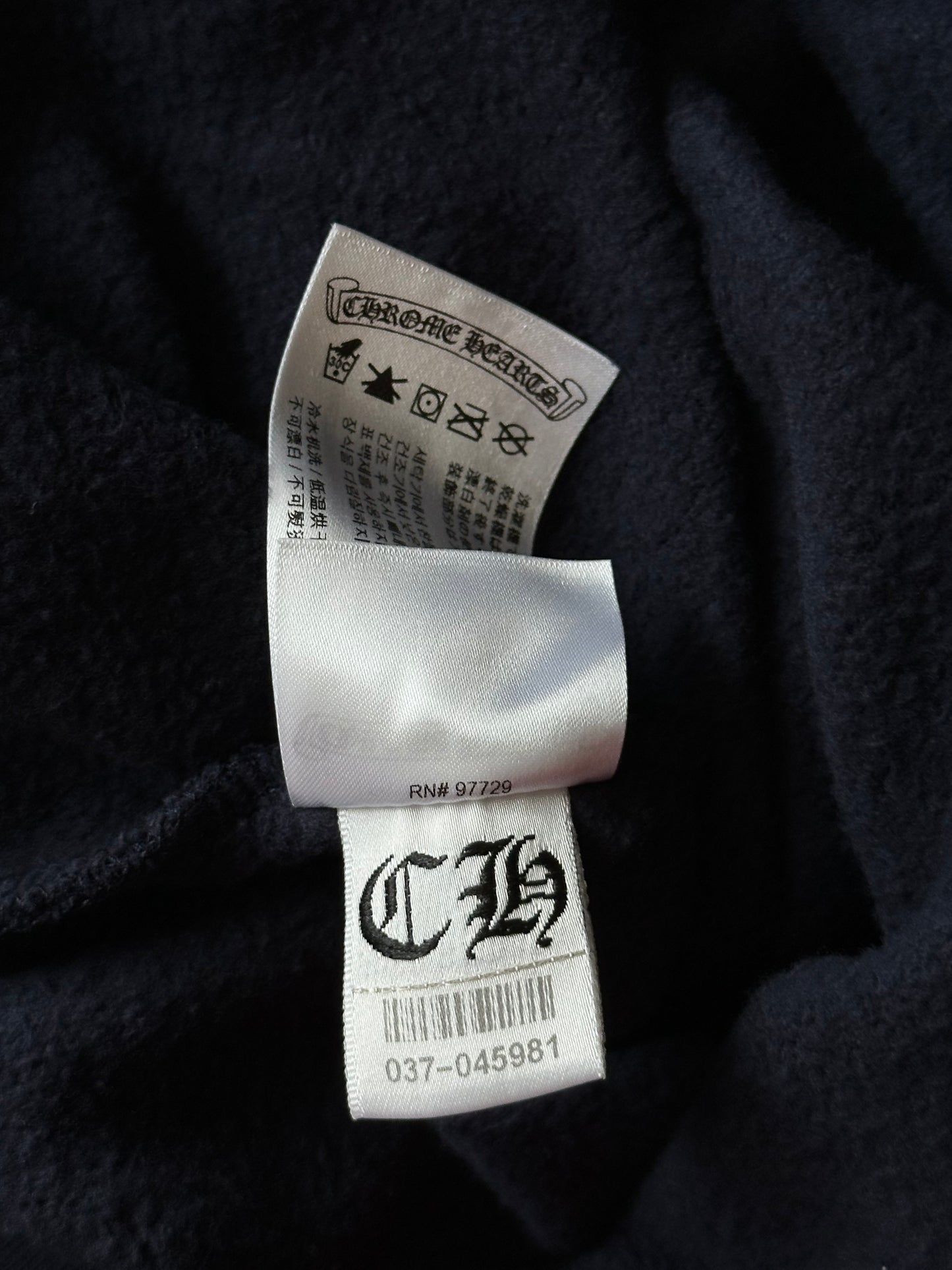 Chrome Hearts Navy & Yellow Script Logo Hoodie
