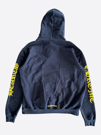 Chrome Hearts Navy & Yellow Script Logo Hoodie