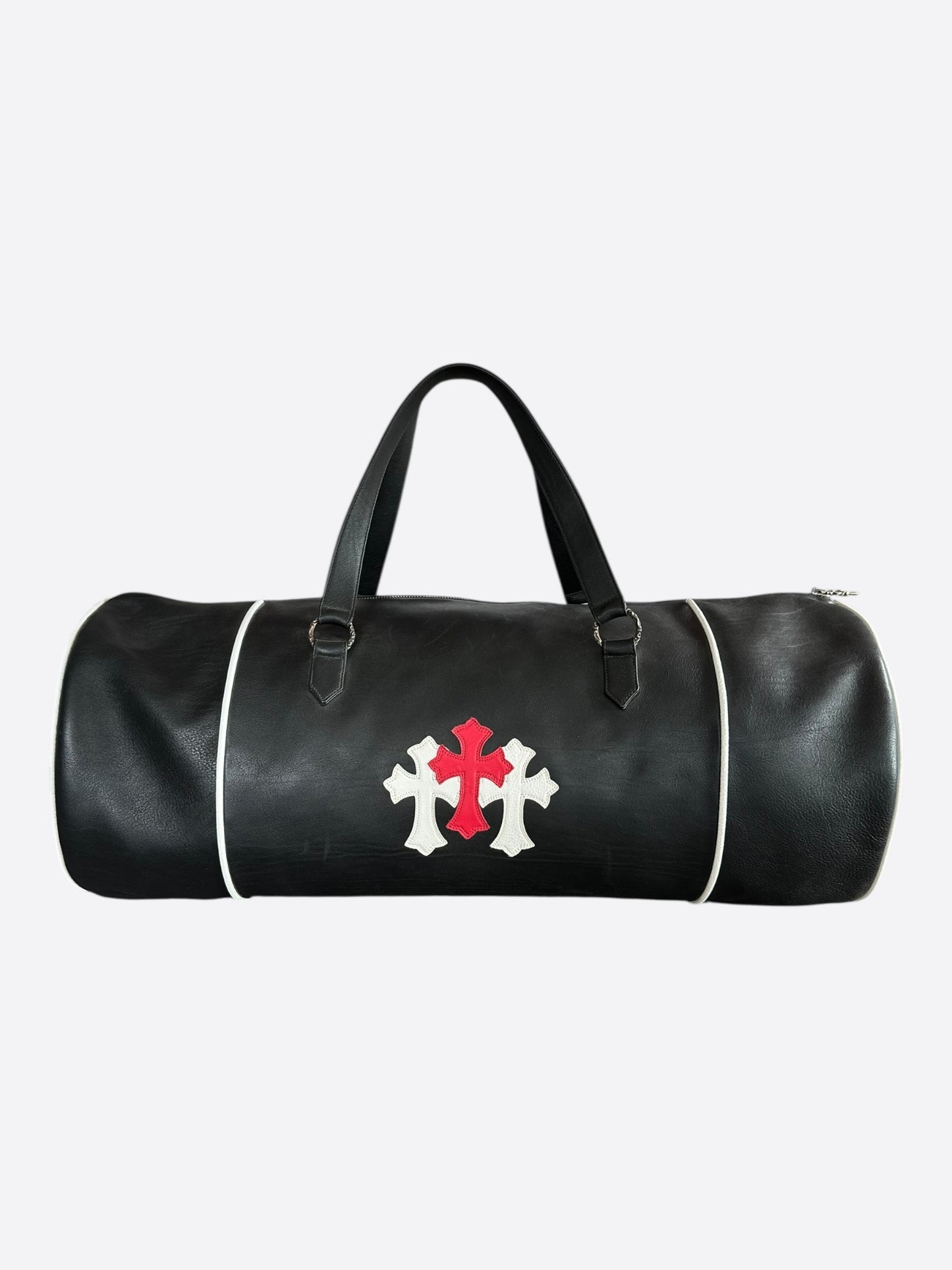 Chrome Hearts Black White & Red Triple Cross Leather Duffel Bag