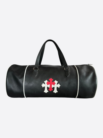 Chrome Hearts Black White & Red Triple Cross Leather Duffel Bag