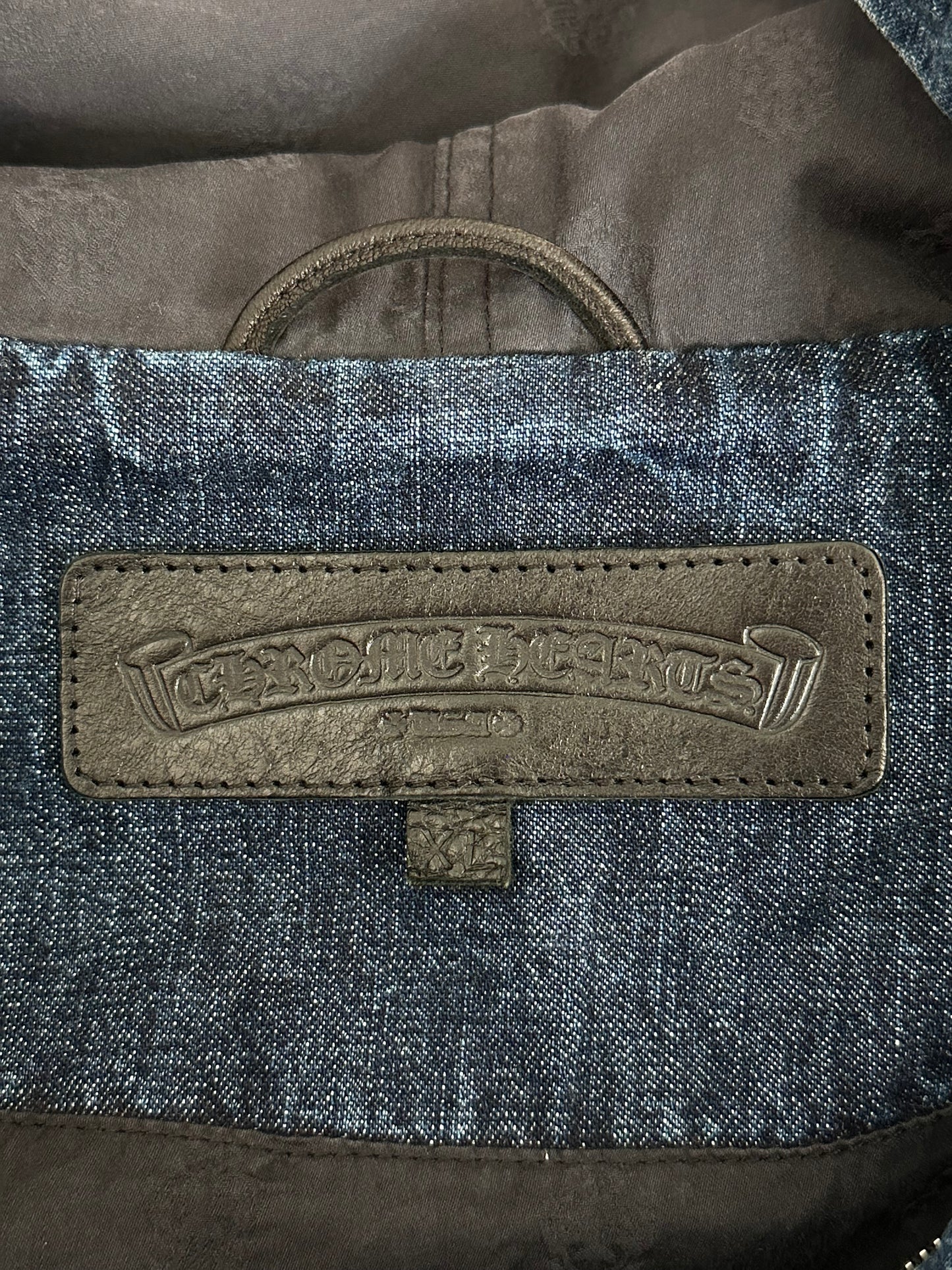 Chrome Hearts Blue & White Cross Patch Denim Anorak