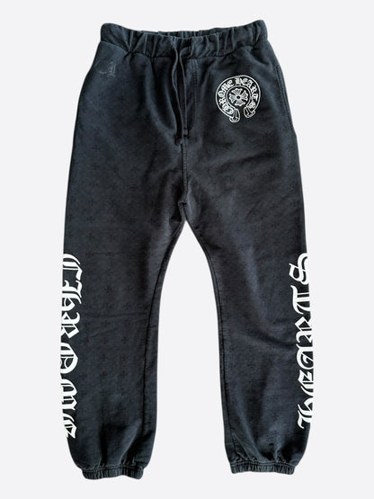 Chrome Hearts Black & White Horseshoe Logo Cross Jacquard Sweatpants