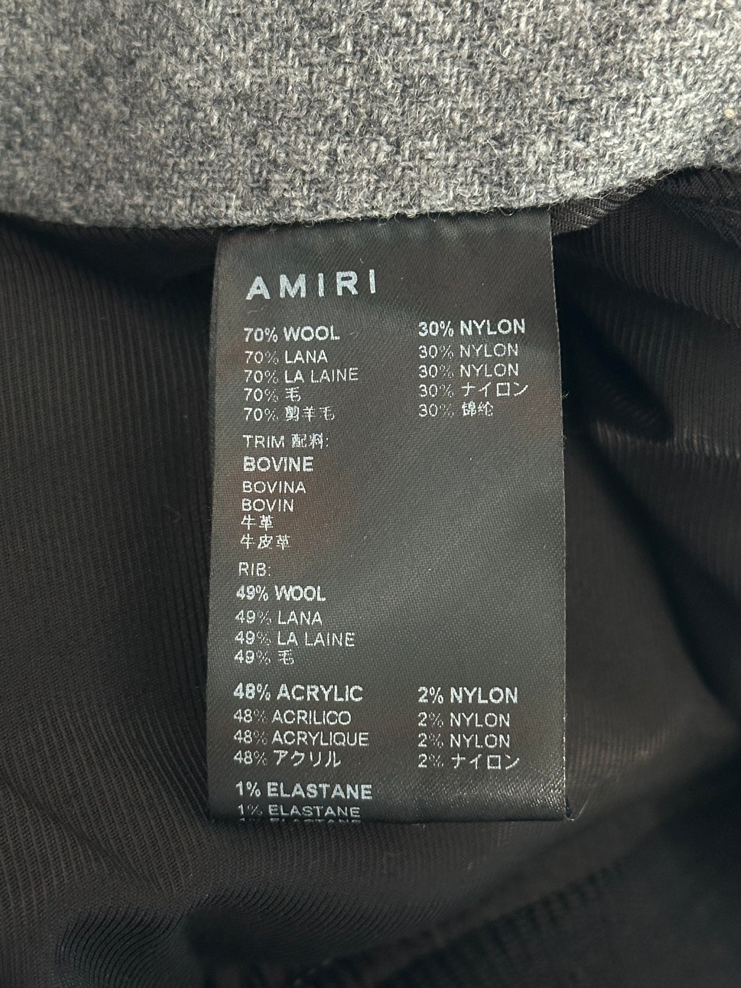 Amiri Grey & White Triple Star Varsity Jacket