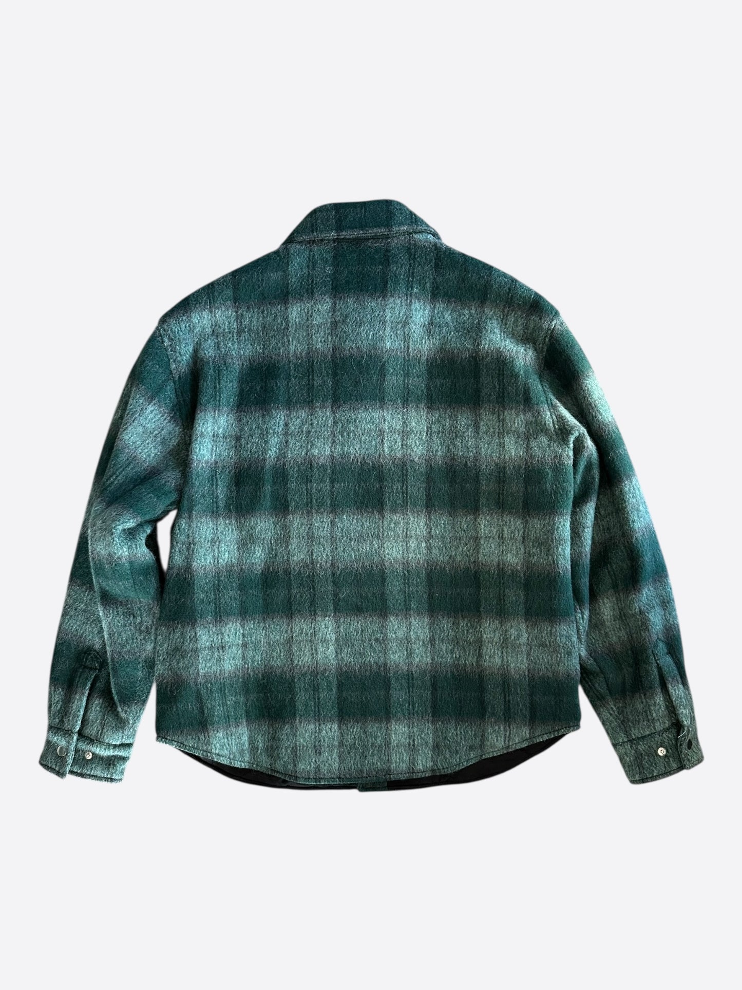 Amiri Aqua Plaid Script Logo Overshirt