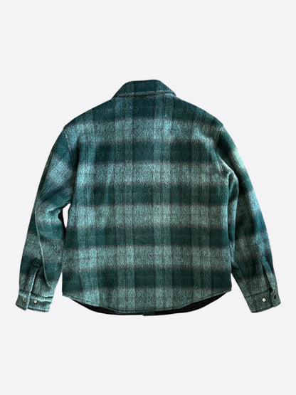 Amiri Aqua Plaid Script Logo Overshirt