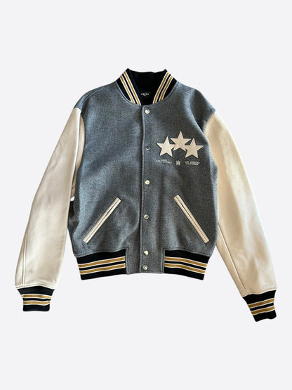 Amiri Grey & White Triple Star Varsity Jacket
