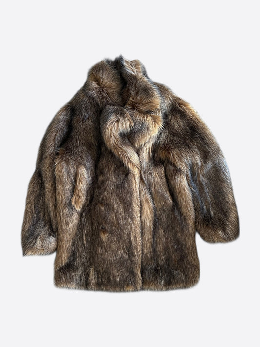 Amiri Brown Faux Fur Peacoat