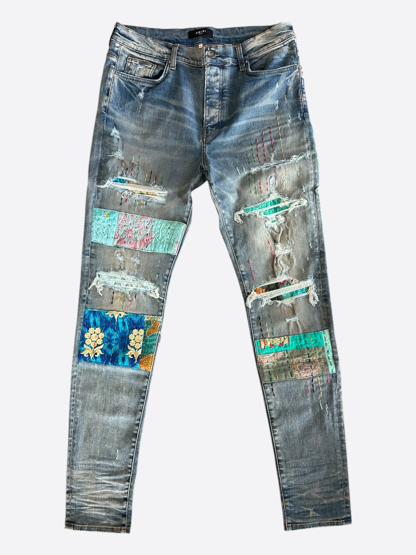Amiri Clay Indigo Quilted Patch Jeans