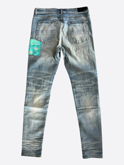 Amiri Clay Indigo Quilted Patch Jeans