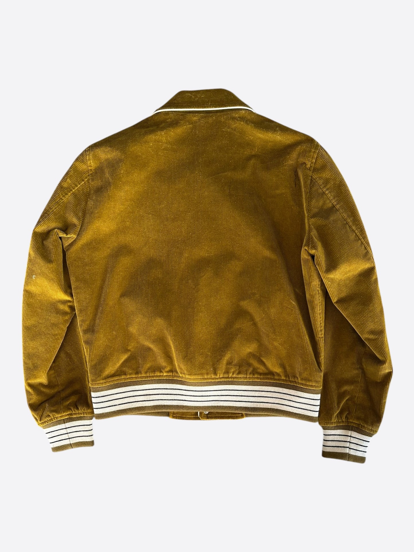 Amiri Mustard & White Corduroy Logo Teddy Jacket