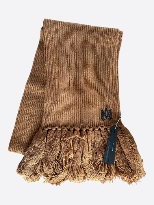 Amiri Brown & Black Wool Knit MA Logo Scarf