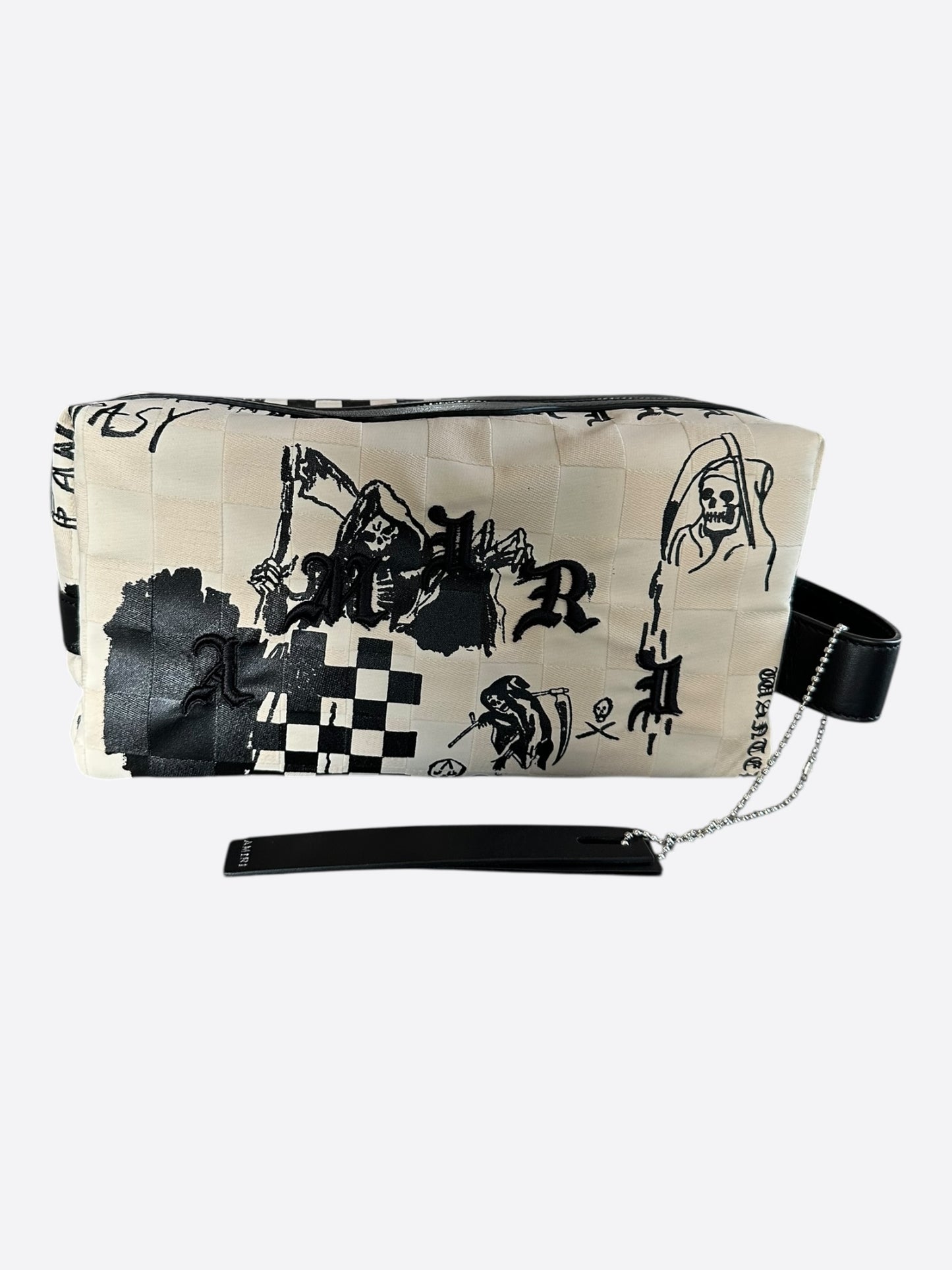Amiri Wes Lang Beige & Black Checkered Reaper Dopp Kit