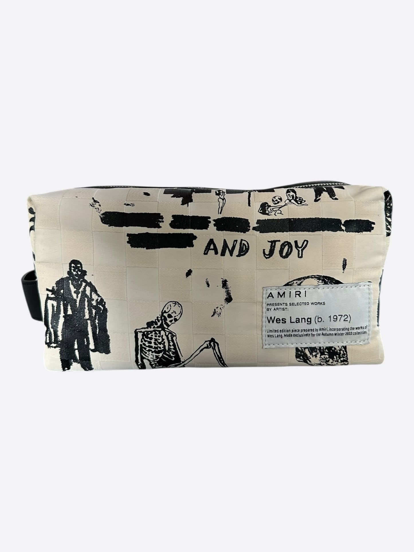 Amiri Wes Lang Beige & Black Checkered Reaper Dopp Kit