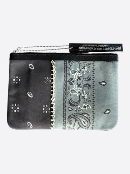 Amiri Black & Grey Reconstructed Bandana Pouch