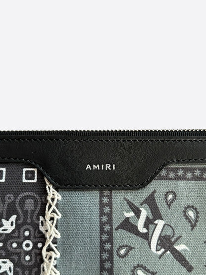 Amiri Black & Grey Reconstructed Bandana Pouch