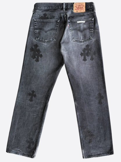 Chrome Hearts Levis Grey & Black Cross Patch Jeans