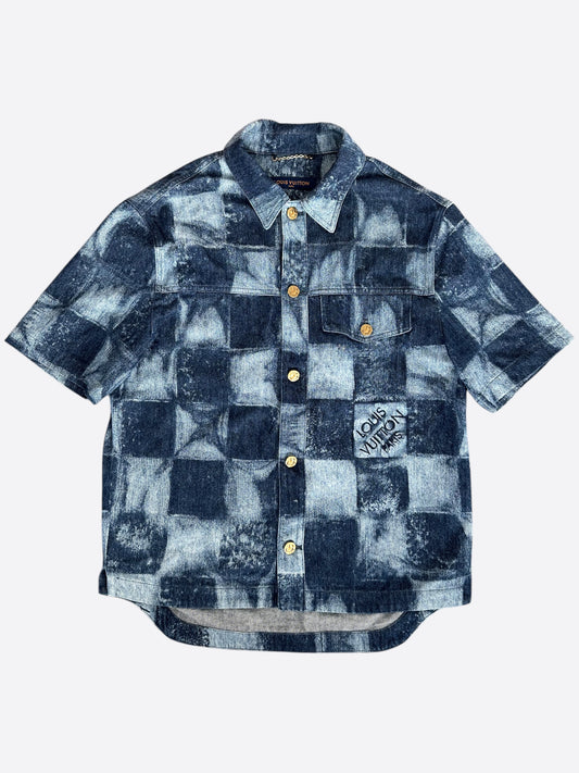 Louis Vuitton Blue Damier Salt Button Up Shirt