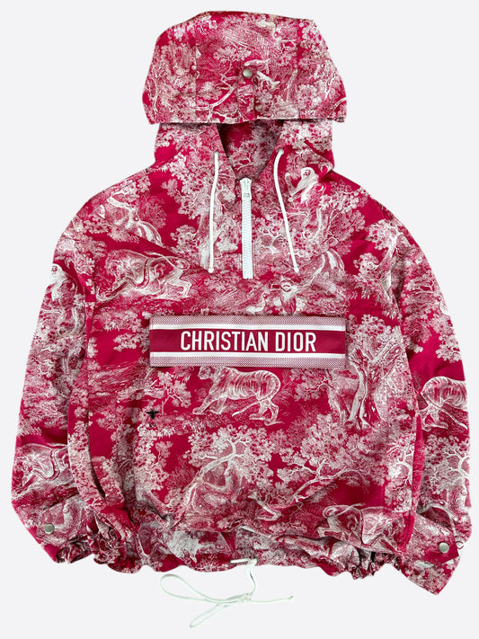 Dior Red & White Women's Hooded Anorak