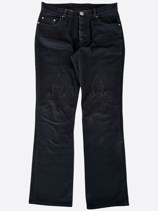 Chrome Hearts Black Fleur Knee Jeans